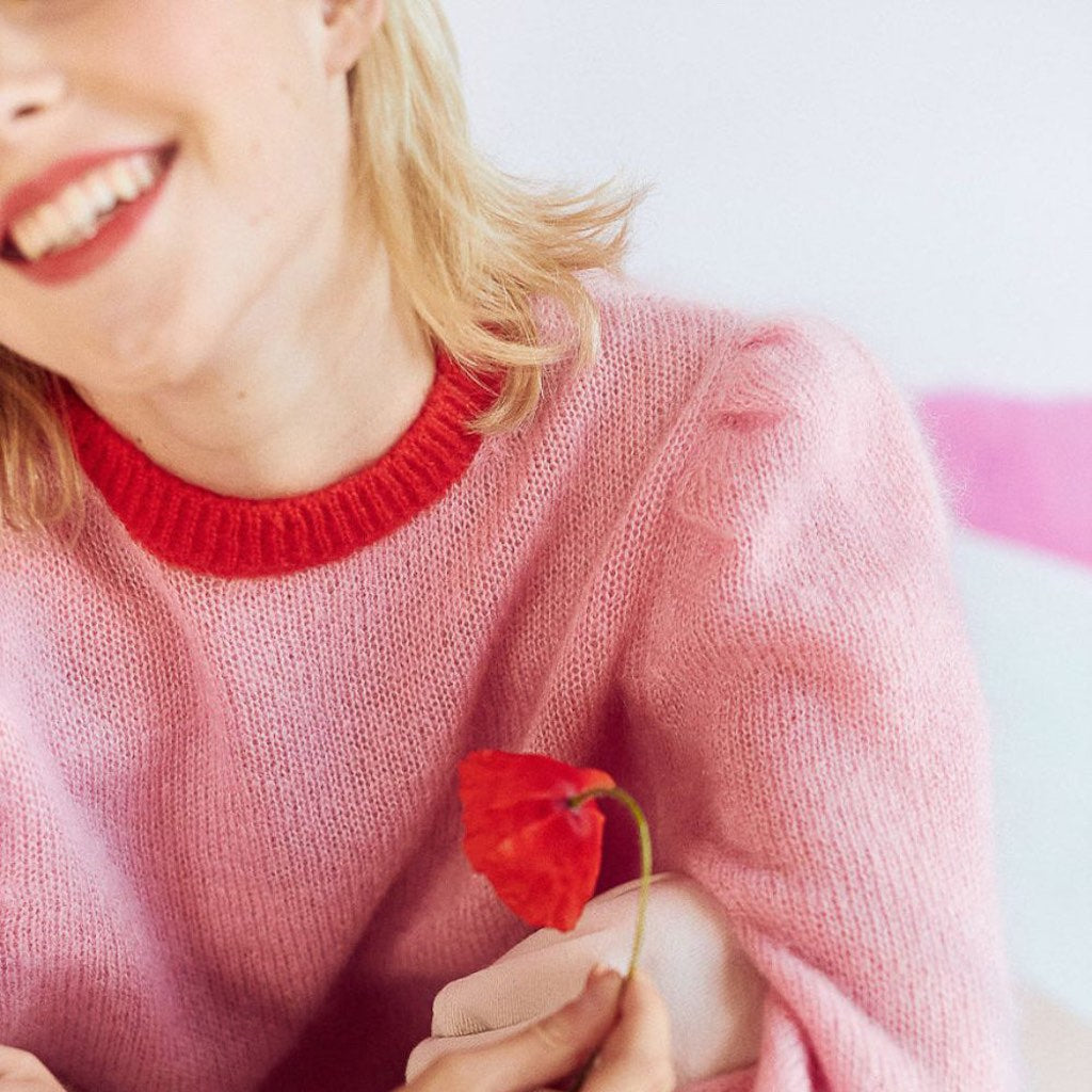 Pull Paulette rose rouge Pull en mohair