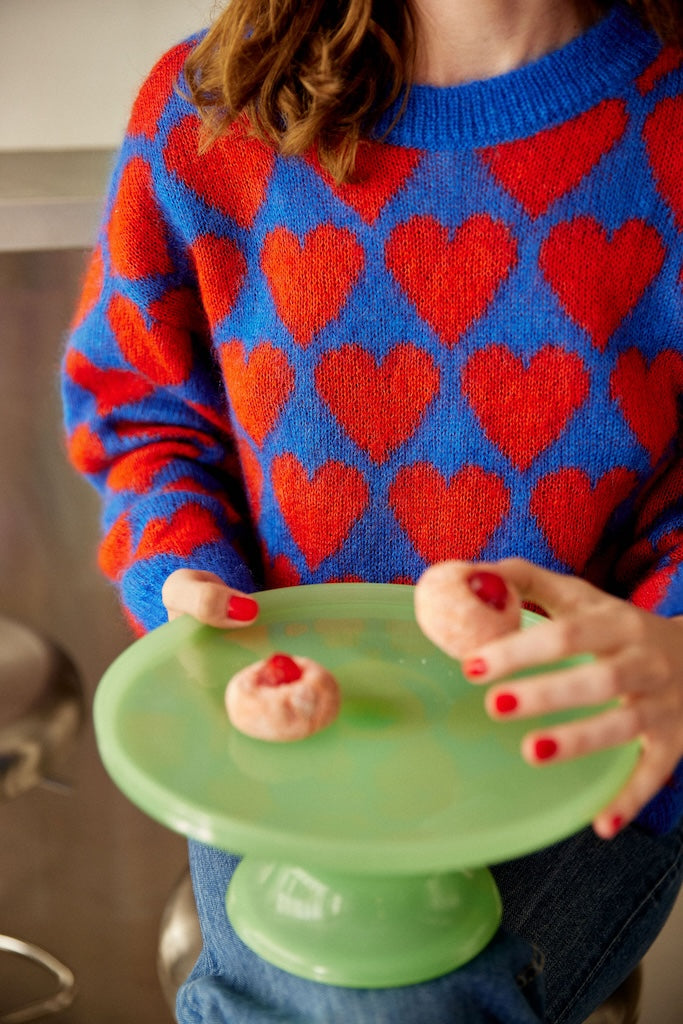 Cathy sweater blue / red - Mohair sweater